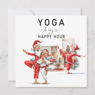 Yoga Christmas Santa Claus Posing Holiday Card