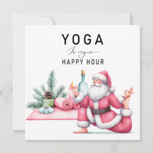 Yoga Christmas Santa Claus Posing  Holiday Card
