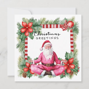 Yoga Christmas Santa Claus Posing Party  Holiday Card