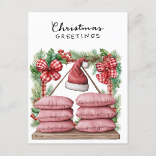 Yoga Christmas Santa Claus Posing Party  Holiday Postcard