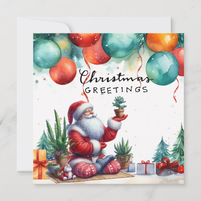 Yoga Christmas Santa Claus Posing Party invitation (Front)