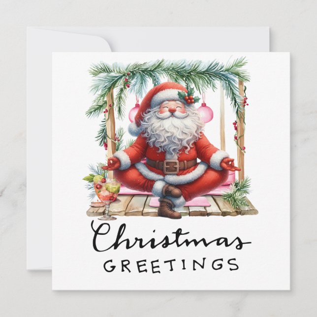 Yoga Christmas Santa Claus Posing Party invitation (Front)