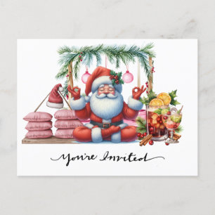 Yoga Christmas Santa Claus Posing Party invitation