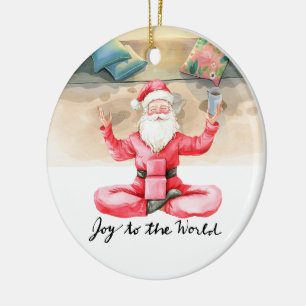 Yoga Christmas Santa Claus Posing yoga  Ceramic Tree Decoration