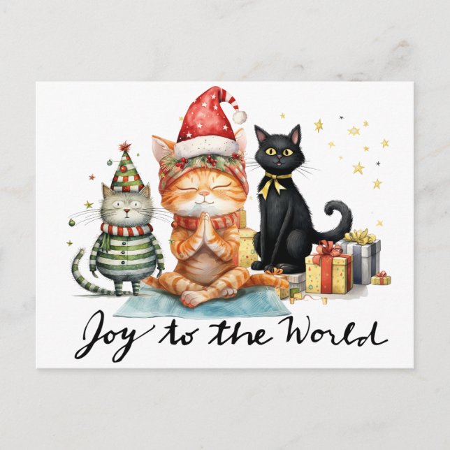 Yoga Christmas Santa Claus Posing yoga  Holiday Postcard (Front)