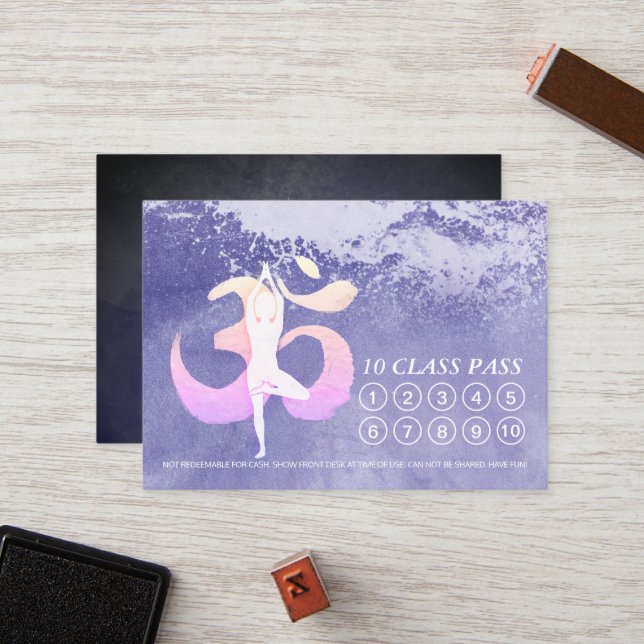 YOGA Class Pass Meditation Pose Om Sign Loyalty Card (Front/Back In Situ)