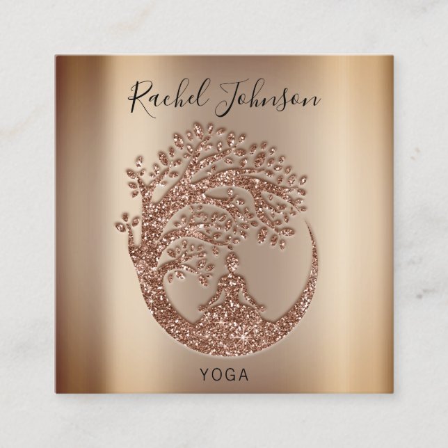 Yoga Classes School Instructor Holistic Qr Rose Square Business Card (Front)