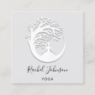 Yoga Classes School Logo Instructor QR Heal Pastel Square Business Card