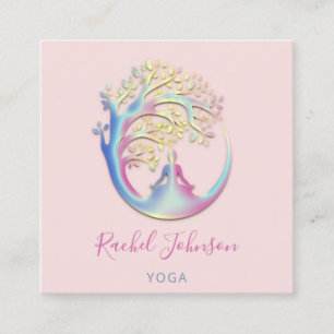 Yoga Classes School Logo Instructor QR Healing Square Business Card