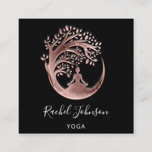 Yoga Classes School Logo Instructor QR Rose Heal S Square Business Card