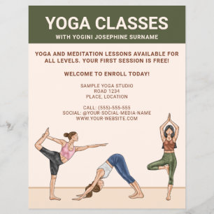 Yoga Classes Yoga Instructor Meditation Lessons Flyer