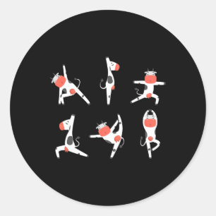 Yoga Cow Meditation Beef Makes Yoga Exercises Classic Round Sticker