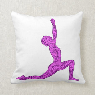 Yoga Crescent-Moon Mehndi Design Pillow