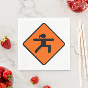 Yoga Crossing Sign Warrior Pose Stick Figure  Napkin