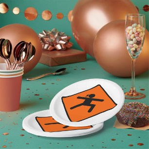 Yoga Crossing Sign Warrior Pose Stick Figure  Paper Plate