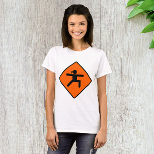 Yoga Crossing Sign Warrior Pose Stick Figure  T-Shirt