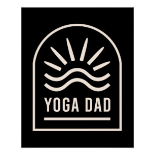 Yoga dad retro vintage black poster