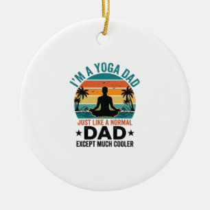 Yoga Dad Vintage Sunset Funny Father Shirt Design_ Ceramic Tree Decoration