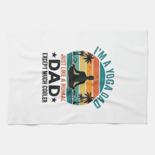 Yoga Dad Vintage Sunset Funny Father Shirt Design_ Tea Towel