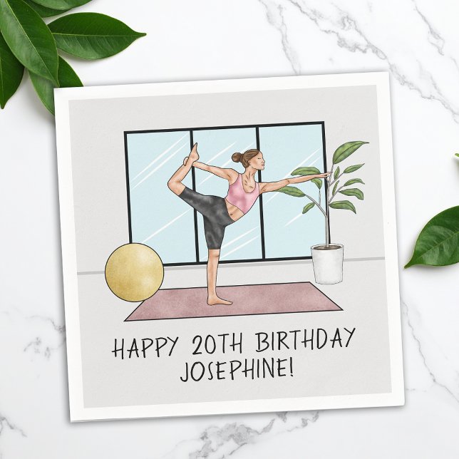 Yoga Dancer Pose Balance Workout Birthday Party Napkin (Creator Uploaded)