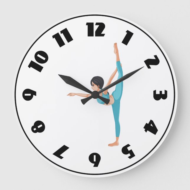 Yoga Dancer Pose Woman Stretching Large Clock (Front)