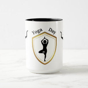 Yoga Day Black Silhouettes Mug