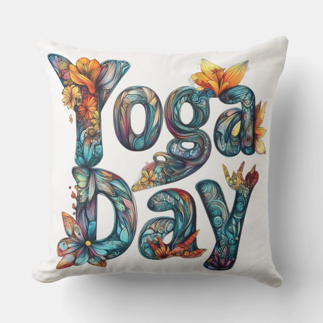 Yoga Day Decorative Pillow (Front)