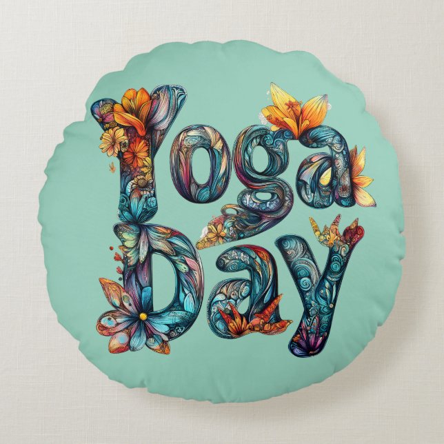 Yoga Day Decorative Pillow (Front)