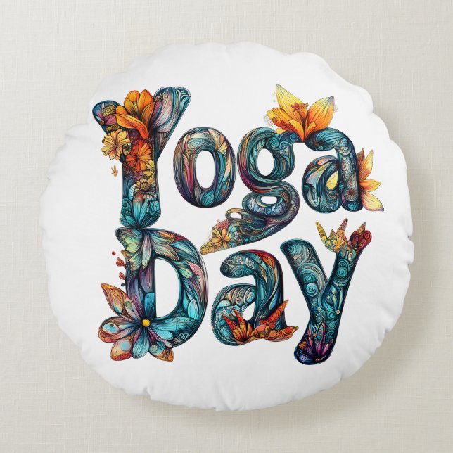 Yoga Day Decorative Pillow (Front)