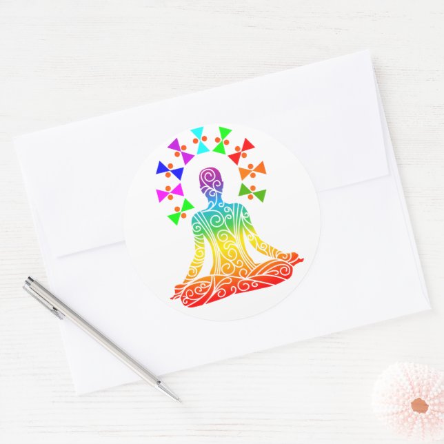 Yoga Day Graphics Classic Round Sticker (Envelope)