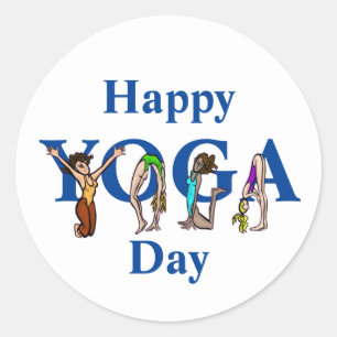 Yoga Day Stickers +  Women Positions Form Letters