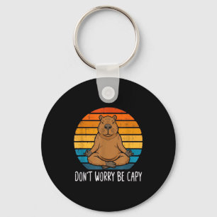 Yoga don't worry be capy funny capybara meditation key ring