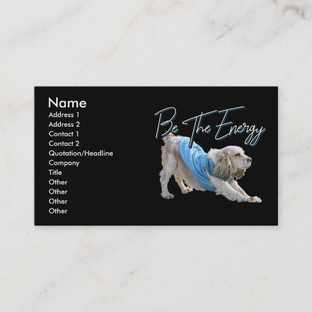 Yoga Downward Dog - Be The Energy Quote Business Card (Front)
