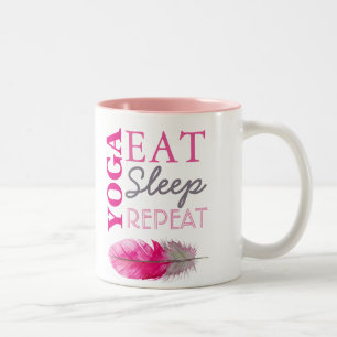 Yoga, Eat, Sleep, Repeat Coffee Mug, Two-Tone Coffee Mug