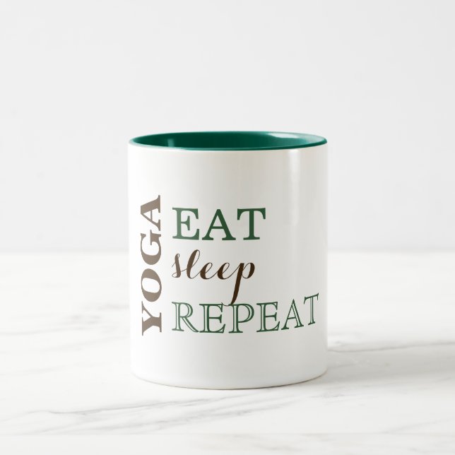 Yoga, Eat, Sleep, Repeat Two-Tone Coffee Mug (Center)