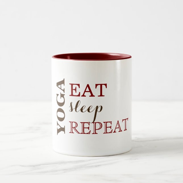 Yoga, Eat, Sleep, Repeat Two-Tone Coffee Mug (Center)
