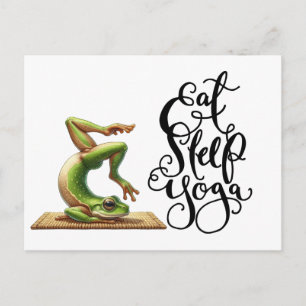 Yoga Eat sleep Yoga Repeat Frog Posing yoga Postcard