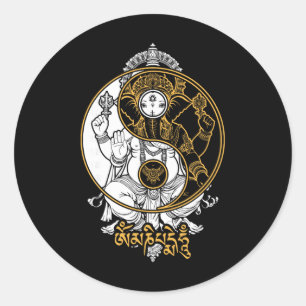 Yoga Elephant God Ganesh Ganesha Indian Yin Yang S Classic Round Sticker