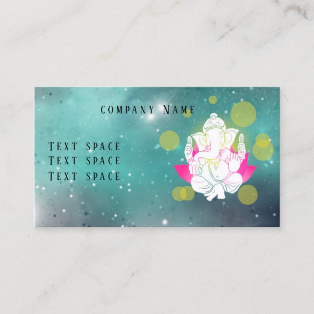 Yoga Elephant Teal Watercolor  Business Card (Front)