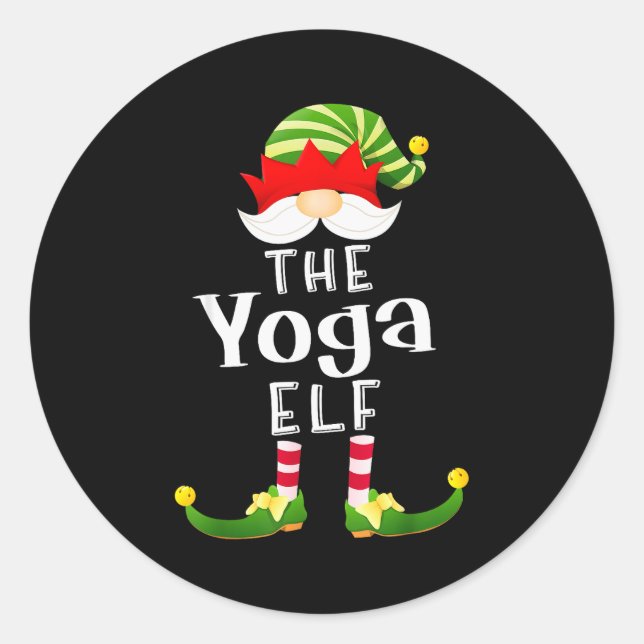 Yoga Elf Group Christmas Funny Pajama Party  Classic Round Sticker (Front)