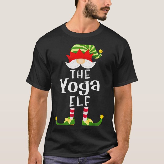 Yoga Elf Group Christmas Funny Pajama Party  T-Shirt (Front)