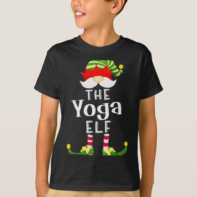 Yoga Elf Group Christmas Funny Pajama Party  T-Shirt (Front)