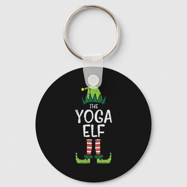 Yoga Elf Xmas PJs Matching Christmas Pyjamas For F Key Ring (Front)