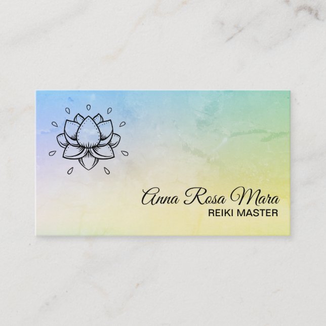*~* Yoga Energy Healer Reiki Lotus Lily Massage Business Card (Front)