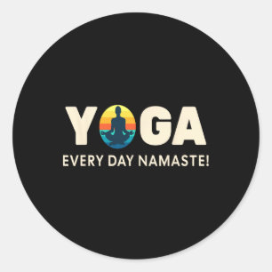Yoga Every Day Namaste Retro Calm Mindful Lance Classic Round Sticker