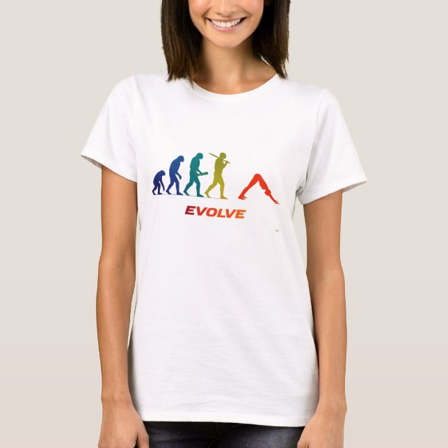 Yoga Evolution Silhouette Downward Dog Pose T-Shirt (Front)