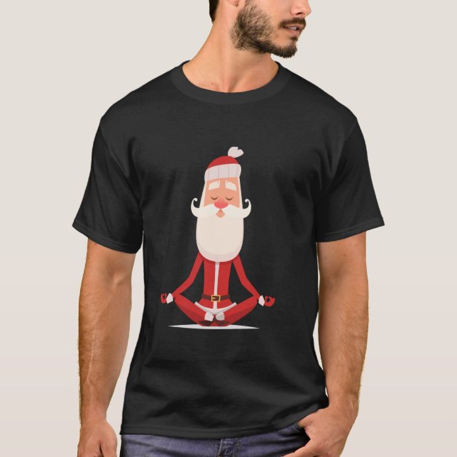 Yoga Fans Merry Christmas Stress Santa Meditation  T-Shirt (Front)
