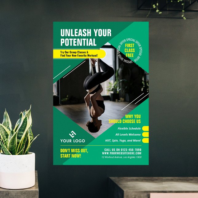 Yoga Fitness Classes Trendy Photo Gym Marketing Poster (Creator Uploaded)