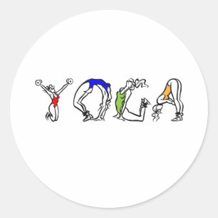 yoga fitness health classic round sticker