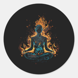 Yoga Flames Meditation Namaste Yoga Teacher Yoga V Classic Round Sticker